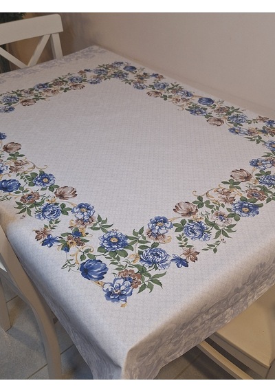 Dora Pano Elyaf Tabanlı Pvc Muşamba - Desenli Silinebilir 115 X 140 Hazır Masa Örtüsü Mavi