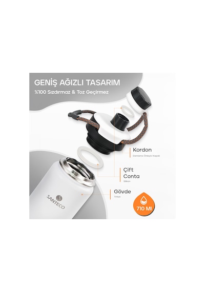 Santeco Ktwo Sporcu Termosu 710 Ml-beyaz Beyaz