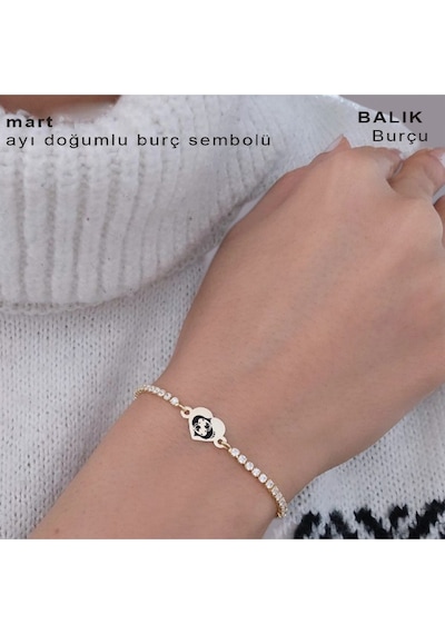 Archin Balık Burçlarına 14 Ayar Altın Plakalı Kalp Motifli Beyaz Taş Desenli Hediye Bileklik-350burç Balık Archin Balık Burçlarına 14 Ayar Altın Plakalı Kalp Motifli Beyaz Taş Desenli Hediye Bileklik-350burç Balık