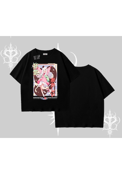 Tarzsokak Oversize Tshirt Madness Unleashed Anime Girl Baskılı Siyah