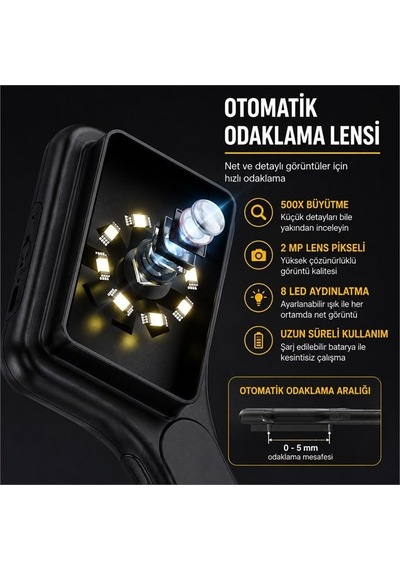 Powermaster Pm-29314 3.0" Ips Ekranlı El Tipi Dijital Mikroskop 2 Mp Kamera Pc Kamera