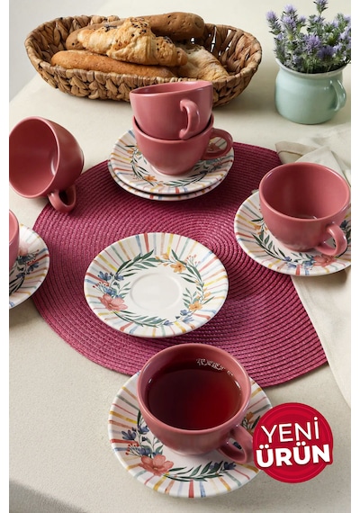 Keramika Soft Flowers Kera Çay Takımı 12 Parça 6 Kişilik 22322