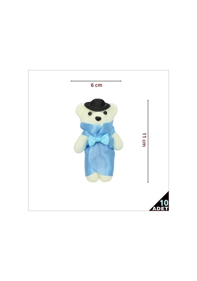 Minik Ayıcık Süs, 11CM X 6CM - Mavi - 10 Adet