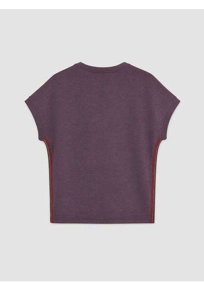 Lcw Everyday Mürdüm Şerit Detaylı Soft Touch Oversize Kadın Tişört