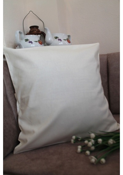 Krem Premium %100 Pamuklu Fermuarsız Kırlent Kılıfı 43x43cm