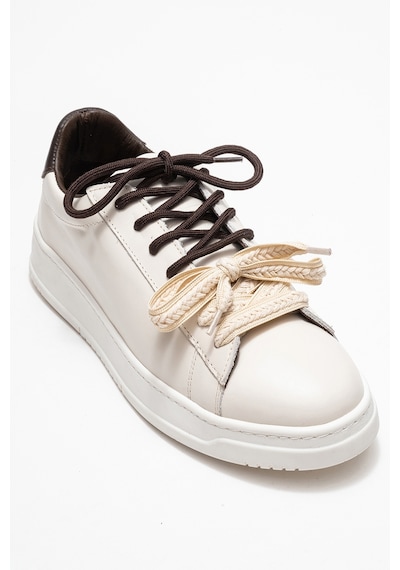 Luvishoes Luvi Shoes Warron Ekru Kahverengi Hakiki Deri Kadın Sneakers Ekru - Kahverengi