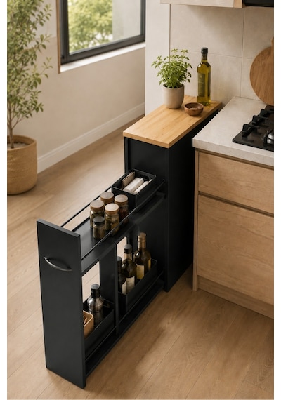 Yukon Sürgülü Banyo Dolabı Siyah - Çam Yukon Sürgülü Banyo Dolabı Siyah - Çam