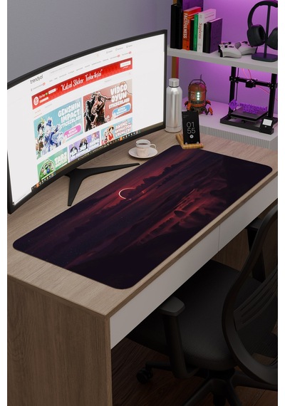 Dijital Gökyüzü Bulut Gün Batımı V4 90x40 Xxl Gaming Kauçuk Kaymaz Taban Mouse Pad Fare Altlığı
