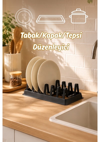 Porsima Kp-166 Bulaşıklık Tezgah Üstü Kurutmalık Durulama Matı Bulaşık Sepeti Siyah