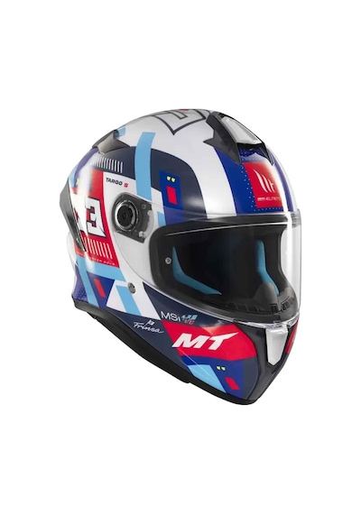 Mt Helmets Targo S Sergio Garcia B5 Kapalı Kask Mavi - Beyaz - Kırmızı