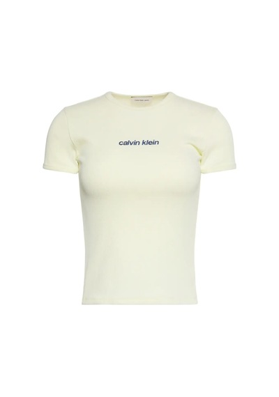 Calvin Klein Ss Contour Rıb Logo, 486 Yeşil Kadın T-shirt