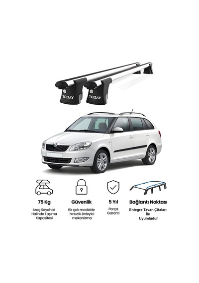 Trio-ı Skoda Fabia Kombi 2000-2007 Uyumlu Kilitli Ara Atkı 120cm Port Bagaj Tavan Barı