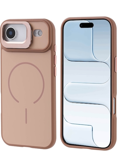 Apple Uyumlu iPhone 17 Air Kılıf M-safe Şarj Özellikli Kamera Standlı Zore Notron Kapak Gold