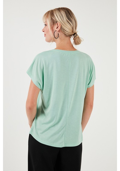 Lela Baskılı Bisiklet Yaka Regular Fit Bayan T Shirt 6671000 Mint