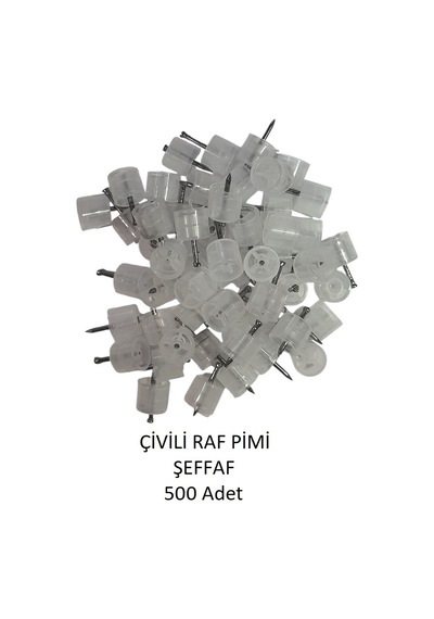 Çivili Raf Pimi Şeffaf 500 Adet Şeffaf