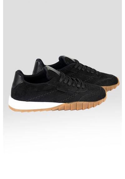 Tw Tonny White New York-048 Deri Spor Yürüyüş Günlük Sneaker Ayakkabı Siyah