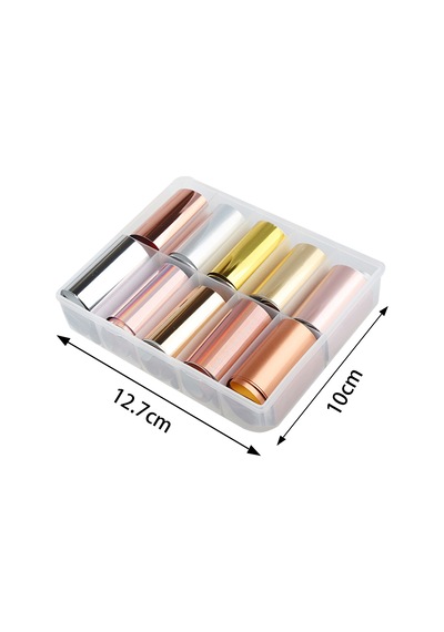 10lu Tırnak Süsleme Folyosu Parlak Gold Bronz Silver Nail Art Transfer Folyo Wnf-08b