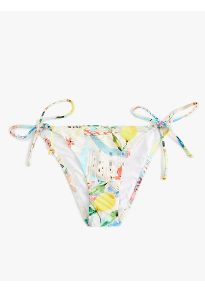 Koton Amalfi Temalı Limon Desenli İpli Bikini Altı Mavi Desenli 5sak00229mm Mavi