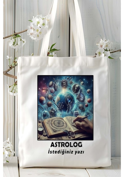 Art Hediye Astrolog Baskılı Bez Omuz Çantası Kişiye Özel Model 12 Çok Renkli
