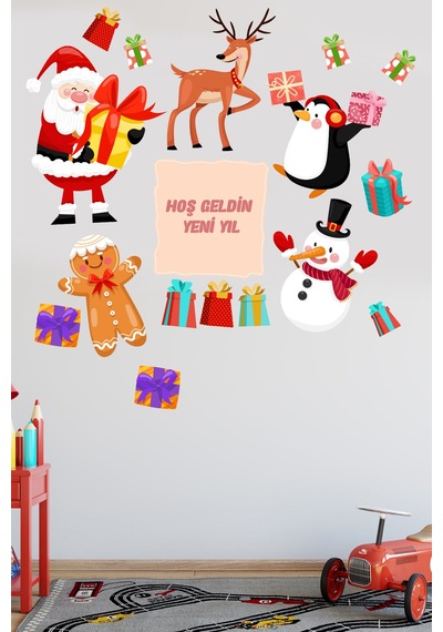 Crevidi Sevimli Noel Baba Ve Arkadaşlar Yıl Başı Cocuk Odası Duva