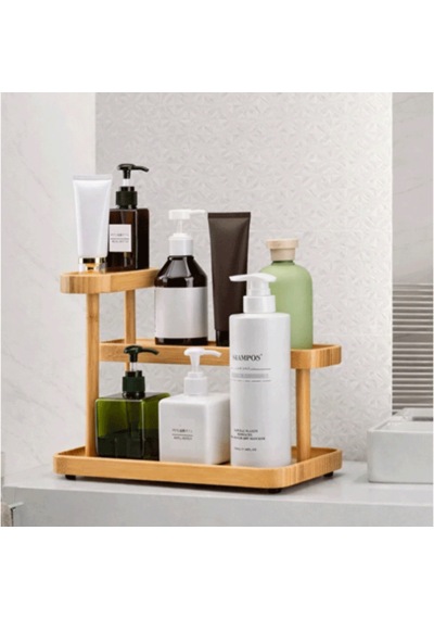 Bambu Soft Stand 3 Katlı Doğal Bambu Organizer Şık Ve Dayanıklı Çok Amaçlı Stand Açık Ahşap