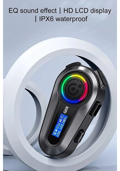 Rgb Işıklı Bluetooth Motosiklet Kask Kulaklık İntercom Su Geçirmez Ipx6 Lcd Ekran Fm Radyolu