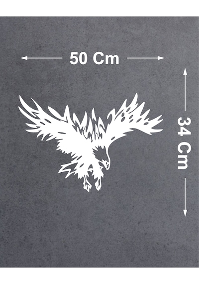 Sticker Dizayn Kartal Sticker - Eagle Beşiktaş Kanatlı Uçan Kartal Sticker - Araba Oto Motosiklet Karavan Cam Sticker - 00321 50X34 Cm