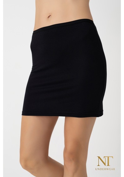 Nt Underwear Bambu Mini Etek Astarı, Mini Jupon - Doğal Kumaş, Modern Kalıp. Siyah