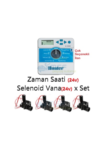 Hunter X-Core Kontrol Ünitesi + Pgv100 Selenoid Vana Seti 4 Vana + Xc Zaman Saati