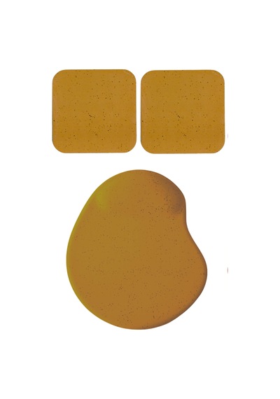 Oval Toprak Reng İkum Desen Bilek Destekli Mouse Pad + 2 Adet Kupa Fincan Bardak Altlığı Altlık Set
