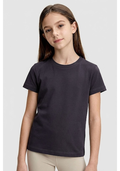 Antrasit O Yaka Standart Fit Basic Unisex Çocuk T-shirt - 11328 Antrasit