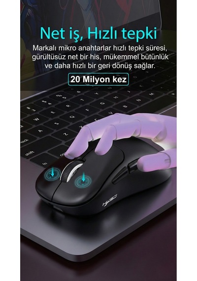T700 Makrolu Kablosuz Oyuncu Mouse- 3 Modlu Kullanım-500 Mah Batarya Diğer