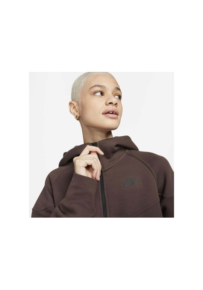 Nike Sportswear Tech Polar Wındrunner Kadın Tam Fermuarlı Kapüşonlu Sweatshırt Kahverengi