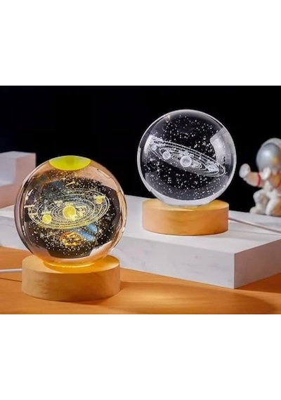 3d Kristal Cam Küre, Ahşap Soketli Gece Lambası,led, Sevgiliye Hediye, Noel, Öğretmenler Günü, Özel Tasarım Har 07379275