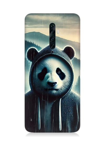 Oppo Reno 2z Uyumlu Kapüşonlu Panda Yalnızlığı Desenli Silikon Kılıf Çok Renkli