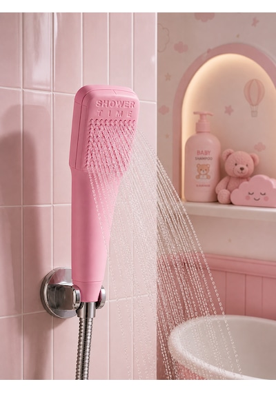 Muraytekno Shower Tıme Renkli Duş Başlığı Güçlü Su Akışı Modern Tasarım El Duşu Pembe
