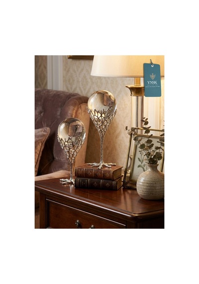 Chacha Home Luxury Odyssey 2'li Pirinç Deve Kuşu Ayağı Dekoratif Kristal Top Küre