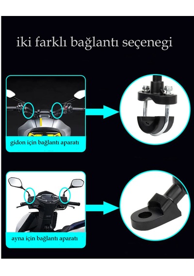 Gidon Ve Ayna Bağlantılı Darbeye Dayanıklı Titreşim Önleyici Moto Siyah