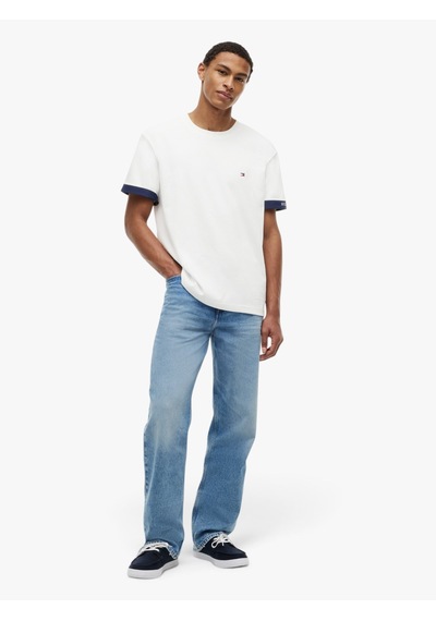 Tommy Hilfiger Saıl Mıx Medıa Cuff Regular Tee Erkek Beyaz T-shirt - Mw0mw43203