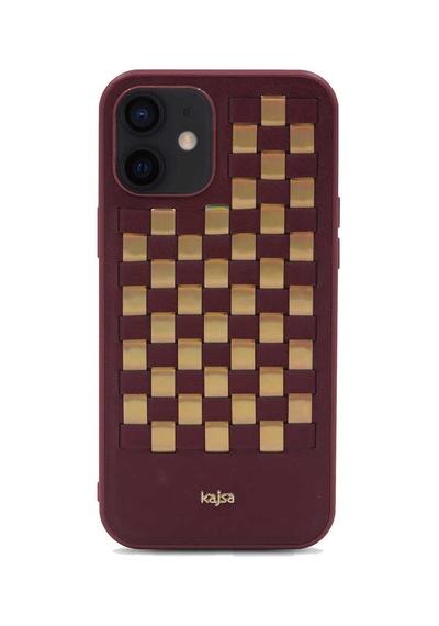 Kajsa Apple Uyumlu iPhone 12 Kılıf Kajsa Preppie Serisi Spotlight Woven Kapak ZORE-216716