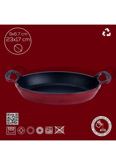 Lava Metal Oval Kuplu Döküm Tava 23x17, Kırmızı Diğer