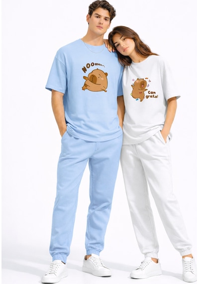 Nevermınd Sevgili Kombini Sevimli Ayı Baskılı Çift Tişört Oversize Unisex Partner Tişört 2'li Set Mavi Mavi Nevermınd Sevgili Kombini Sevimli Ayı Baskılı Çift Tişört Oversize Unisex Partner Tişört 2'li Set Mavi Mavi