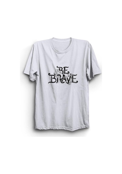 Be Brave Baskılı Unisex %100 Pamuk Beyaz T-shirt Beyaz