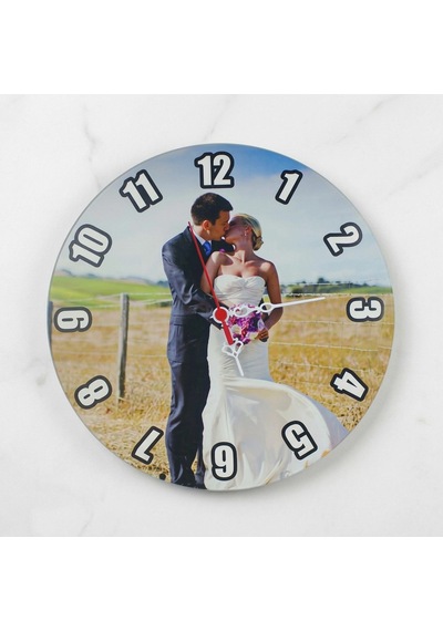 Kişiye Özel - Yuvarlak Saat 28 Cm Ahşap - Renkli