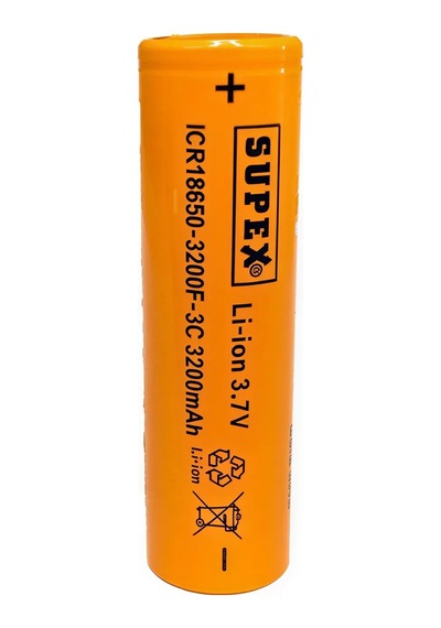 Supex Icr18650-3200f-3c 3.7v 3200mah Li-ion Düz Kafa Başsız Pil
