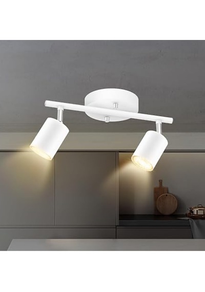 Rsylight Retro Beyaz Metal 2 Li Led Spot Tavan Plofyoner 180 Derece Hareketli Günışığı Ampullü-rys90190101096 Siyah