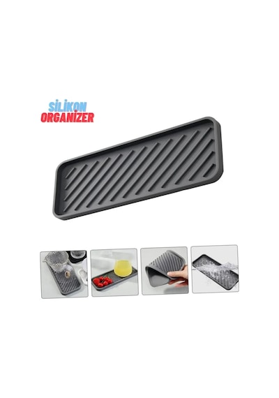 3 Adet Silikon Yağdanlık Yağlık Standı ,çok Amaçlı Organizer Sunumluk ,sabunluk Altlığı , 23x10 Cm Diğer