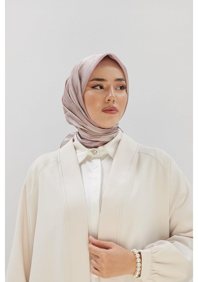 Silk Home Desenli Shiny Eşarp - 8647 - Pudra - Pudra