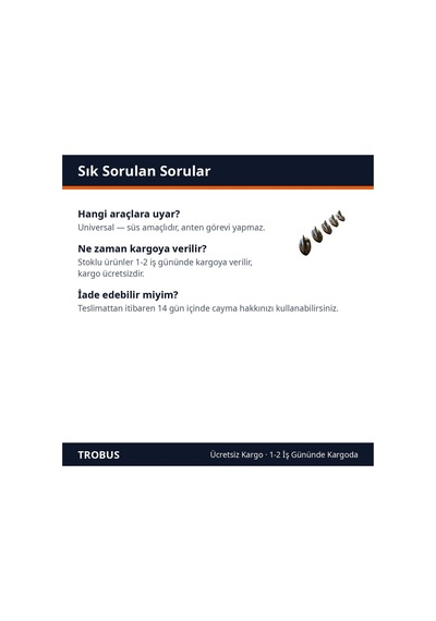 Trobus Süs Anten Mini Köpek Balığı Sırtı Model 5'li Set Siyah Krom