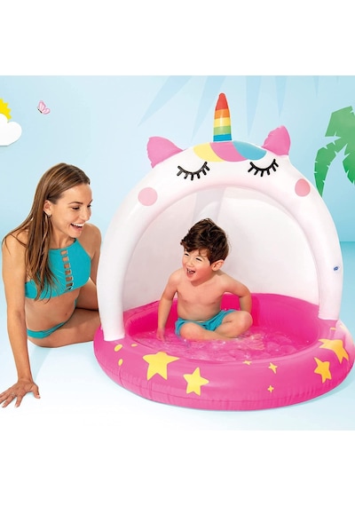Intex 58438 Unicorn Gölgelikli Şişme Havuz 102 Cm Çok Renkli